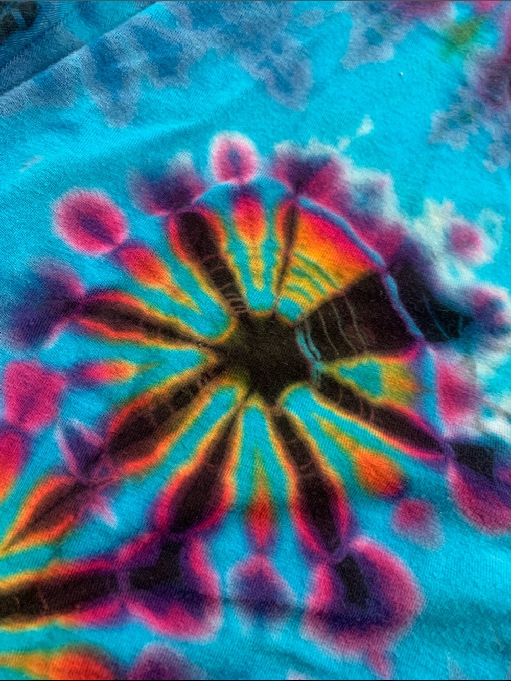 Tie-Dye Long Sleeve Tunic Top Dress- Blue Multicolor Women’s Large or XL - Picture 7 of 15
